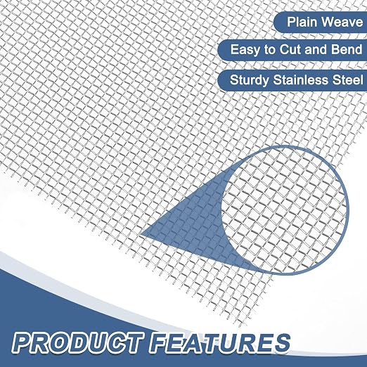 uxcell 12 Mesh 39" x 12" Woven Wire Mesh, 304 Stainless Steel Air Vent Filter - Image 3
