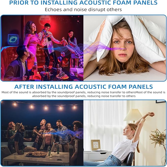 2 Pack Sound Proof Foam Panels |48"×24"×2" Quick-Recovery Soundproof Wall - Image 4