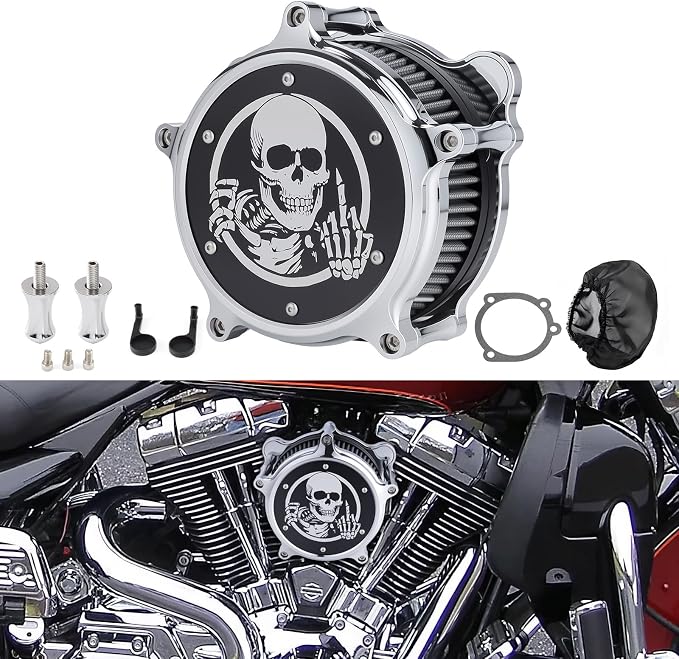 Motorcycle Air Filter Skull Style Air Cleaner - Image 6