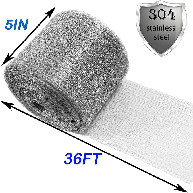 Wire Mesh for Mice Control 5 in X 36Ft, Hole Fill Fabric, Weep Holes Covers - Image 2