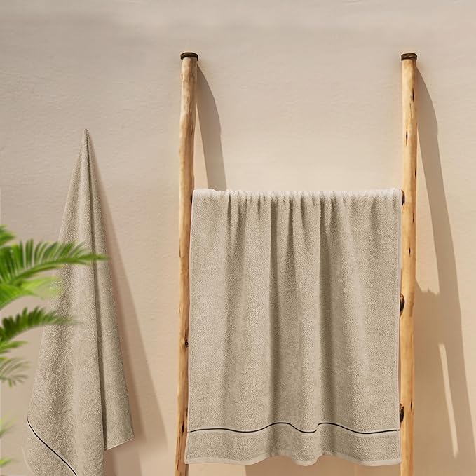 MyOwn Cotton 2 Pack Oversized Bath Towel Set 28x55 inches, Large Bath Towels, Ultra Absorbant Compact Quickdry & Lightweight Towel, Ideal for Gym Travel Camp Pool - Tan