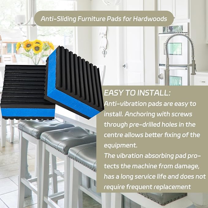2" X 2" X 7/8" Anti Vibration Pads Sound Isolation Rubber Ribbed - Image 3