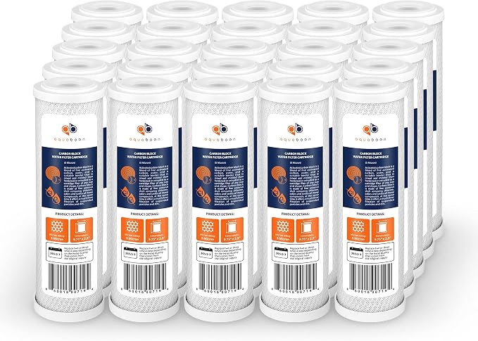 Aquaboon 5 Micron 10 x 2.5 Carbon Block Water Filter Cartridge CTO Whole House by Aquaboon