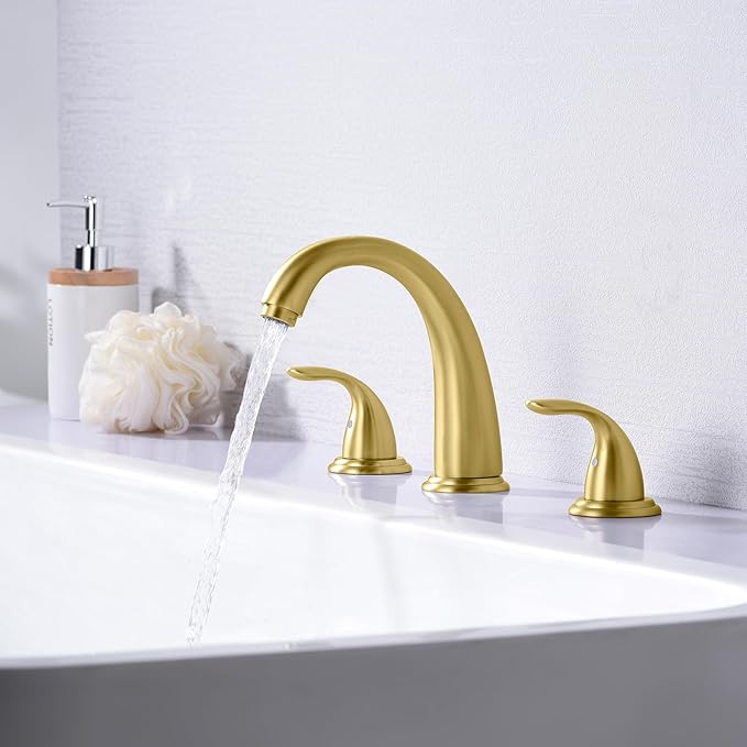 SUMERAIN 2-Handle Widespread Roman Bathtub Faucet Tub Filler with Valve Brushed Gold