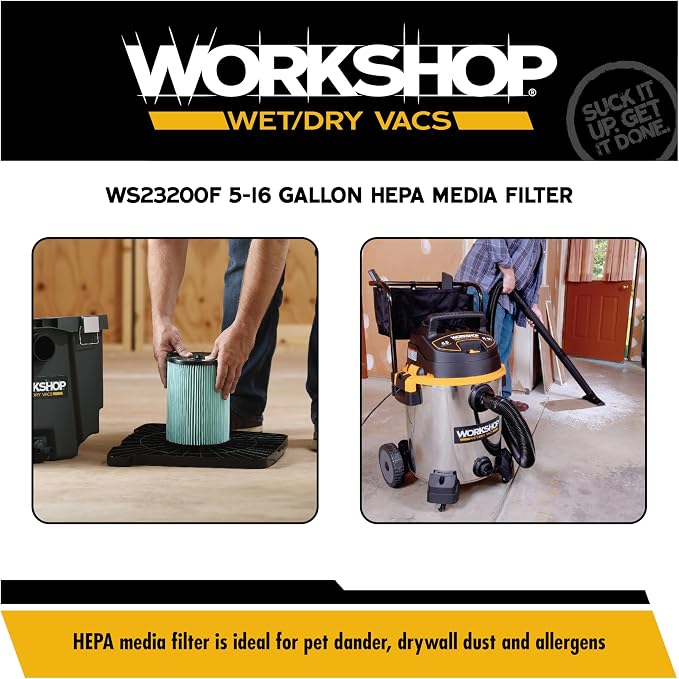 WORKSHOP Wet/Dry Vacs Vacuum Filters WS23200F HEPA Media Filter - Image 4