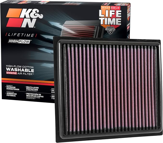 K&N High-Flow Original Lifetime Engine Air Filter: Increase Power: Premium by KNEngineeringInc