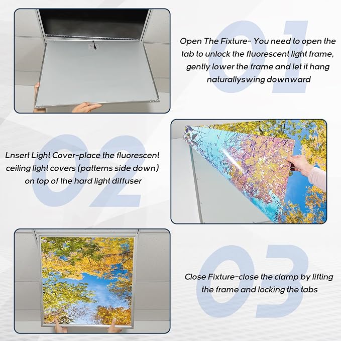 Amylove 4 Pcs Fluorescent Light Covers Classroom Ceiling Panels Light Filters - Image 5