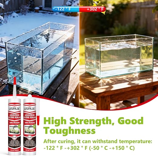 1 Pack Aquarium Silicone Clear Sealant, High Elasticity, Safe for Fish,Fast Curing Waterproof Aquarium Safe Silicone,10 Fl Oz Non-Toxic Fish Tank Safe Sealant,Strong Adhesion