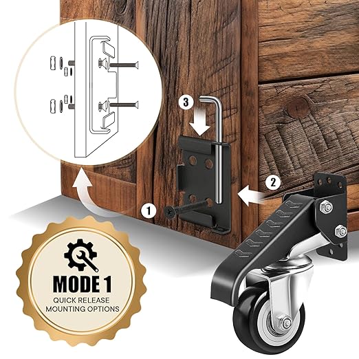 SPACECARE Workbench Casters kit 900Lbs Heavy Duty Quick Release 2 Mounting - Image 3