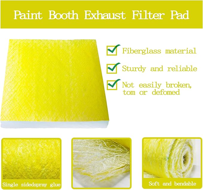 AUC Paint Booth Exhaust Filters, 22 Gram Fiberglass Paint Arrestors Pad - Image 3