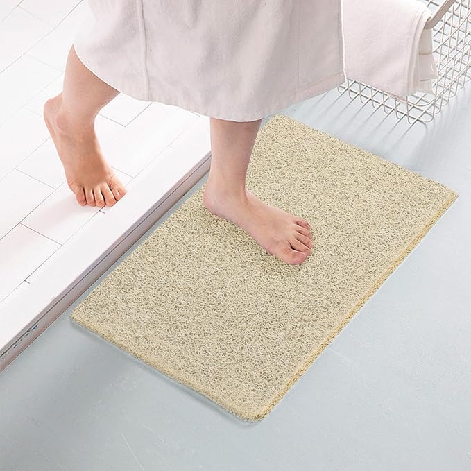 Joyhalo Shower Mats for Showers Anti Slip for Elderly, 32'' x 24'' Non Slip Bath Mat for Inside Shower, Bath Tub Mats for Bathroom Non Slip for Shower, PVC Loofah Bathroom Mats, Beige