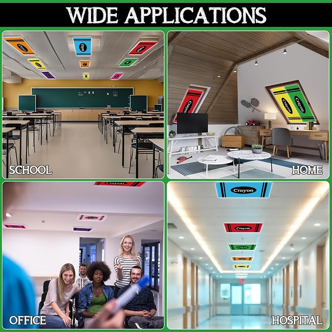 8Pcs Classroom Light Covers for Fluorescent Lights, Magnetic 2x4 FT Ceiling - Image 8