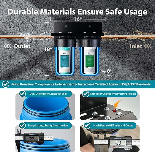 iSpring WGB21BM 2-Stage Whole House Water Filtration System, 10” x 4.5” Carbon - Image 4