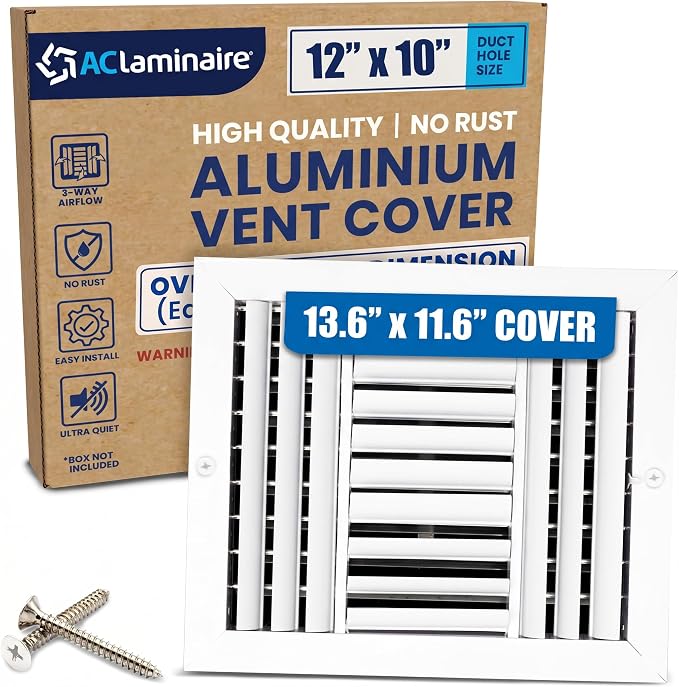 12x10 Aluminum 3-Way Air Flow Vent Cover Wall Ceiling Register Multi-Shutter by ACLAMINAIRE
