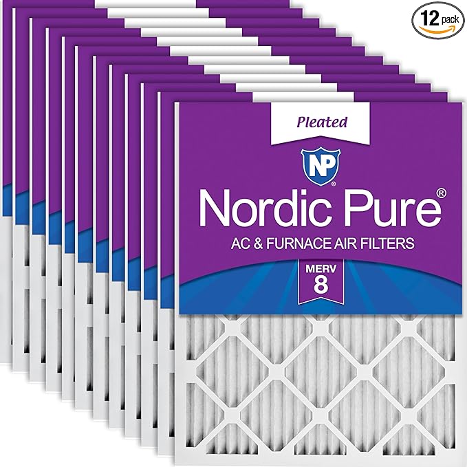 Nordic Pure 16x16x1 Pleated MERV 8 Air Filters 12 Pack by NordicPure