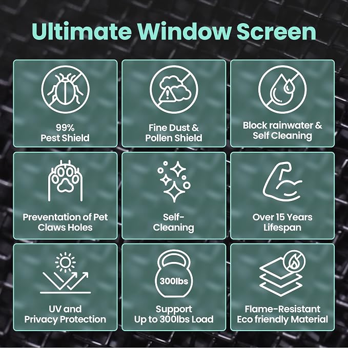 51in X 190in Window Screen Mesh, Replacement, Water-Resistant, Pet Resistant - Image 2