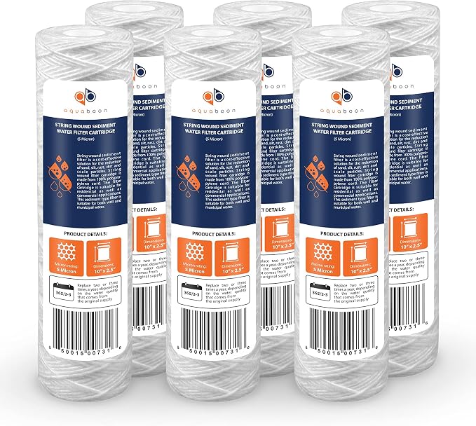 Aquaboon Whole House 5 Micron 10 x 2.5 String Wound Sediment Water Filter by Aquaboon