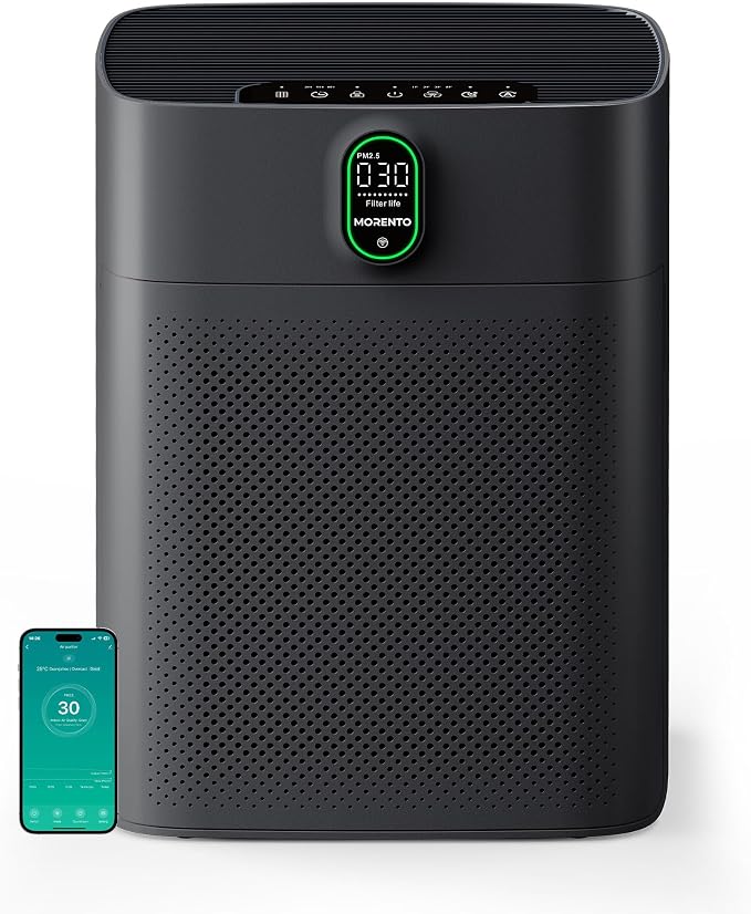 MORENTO Air Purifier for home Large Rooms up to 1076 ft2, Wi-Fi and Alexa by MORENTO