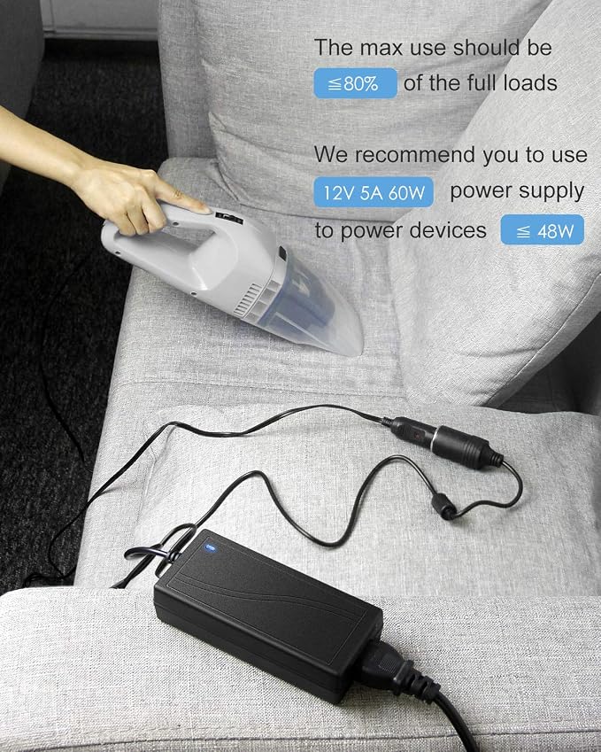 ALITOVE 110V to 12V Converter - 12V 5A 13.5FT Car Cigarette Lighter Adapter to - Image 7