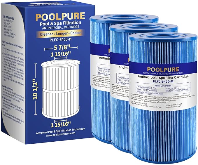 POOLPURE PLFC-6430-M Spa Filter Replaces Watkins 31489, Compatible Pleatco by POOLPURE
