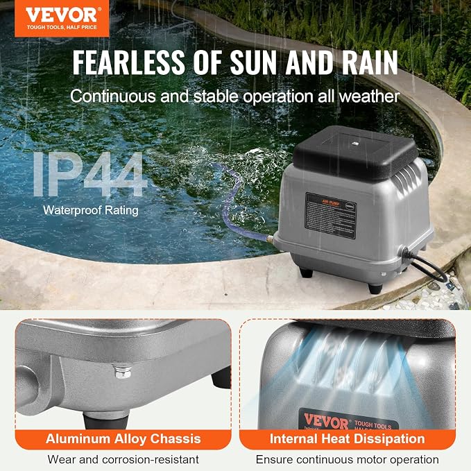 VEVOR Linear Air Pump, 90L/Min Air Flow Septic Aerator Pump, Aeration System - Image 2