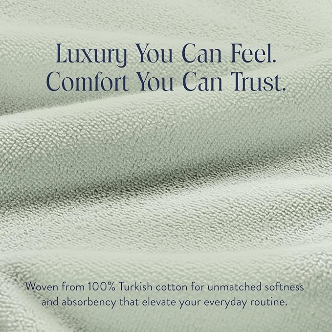Brooklinen Super-Plush Turkish Cotton Bath Towels - Set of 4 - Cotton, 820 GSM, Highly Absorbent, Machine Washable, Perfect for Home & Bathroom (30" x 58", Aloe Green)