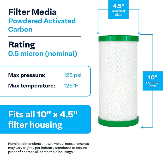 SpiroPure SP-CBR2-BB 10x4.5 0.5 Micron NSF Certified Coconut Shell Carbon Block - Image 3