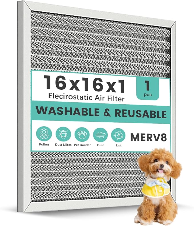 16x16x1 Reusable HVAC Furnace Air Filter, Washable Electrostatic Furnace Filter by KEYINGXUAN