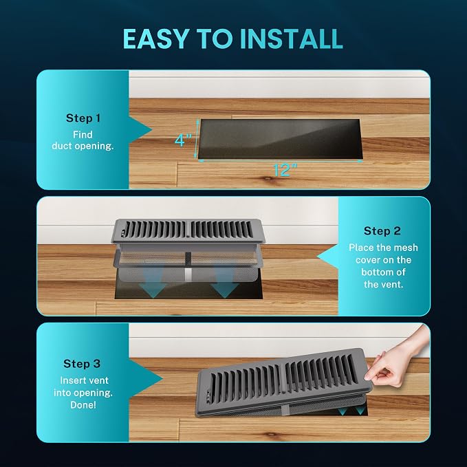 Floor Register 4 x 12 Inch, HG Power 1 Pack Heavy Duty Floor Vent Covers - Image 8