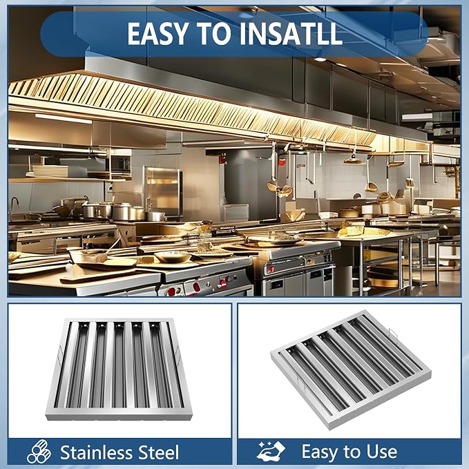 Stainless Steel Commercial Kitchen Hood Filter 19.5W x 19.5H Inch Range Hood - Image 5