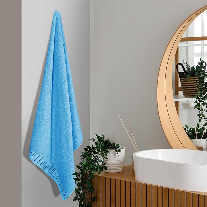 Cotton 2 Pack Oversized Bath Towel Set 28x55 inches, Large Bath Towels, Ultra Absorbant Compact Quickdry & Lightweight Towel, Ideal for Gym Travel Camp Pool - Sky Blue