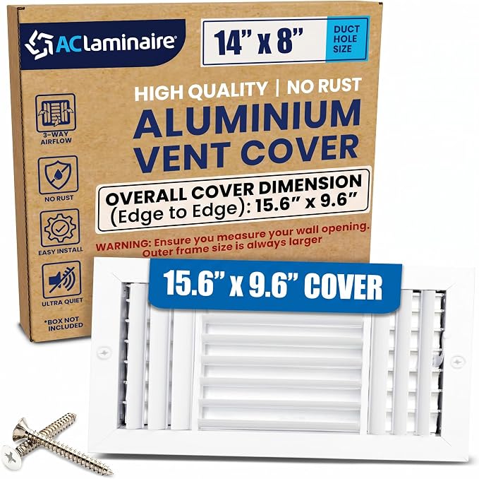 14x8 Aluminum 3-Way Air Vent Cover Wall Ceiling Register | Multi-Shutter Damper by ACLAMINAIRE
