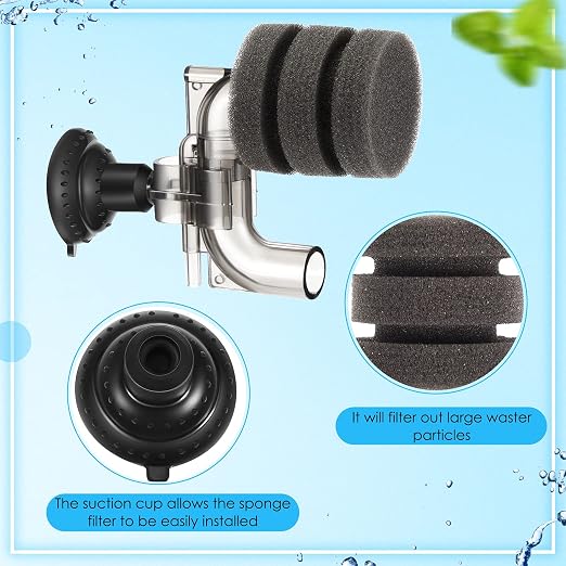 Riakrum 2 Pieces Mini Aquarium Single Sponge Filter Submersible Foam Filter - Image 3