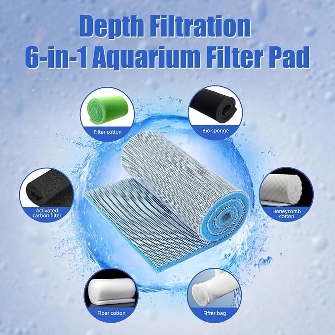 AQUANEAT Aquarium Filter Sponge 8-Layer Filter Media Pad, Cut-to-Size Foam Floss - Image 3