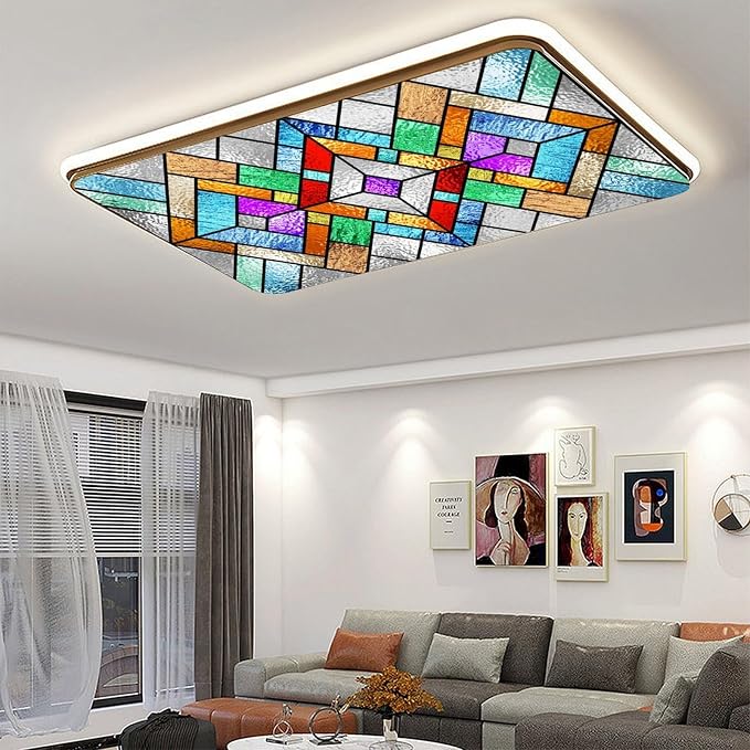 2 Pack Fluorescent Light Covers 4 X 2 Feet Stained Glass Pattern Magnetic Light - Image 6