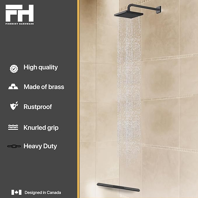 Shower Foot Rest, Corner Shower Bar for Shaving Legs, Wall Mounted Hotel Shower Foot Ledge, Brass Bar Bathroom Foot Step (Matte Black)