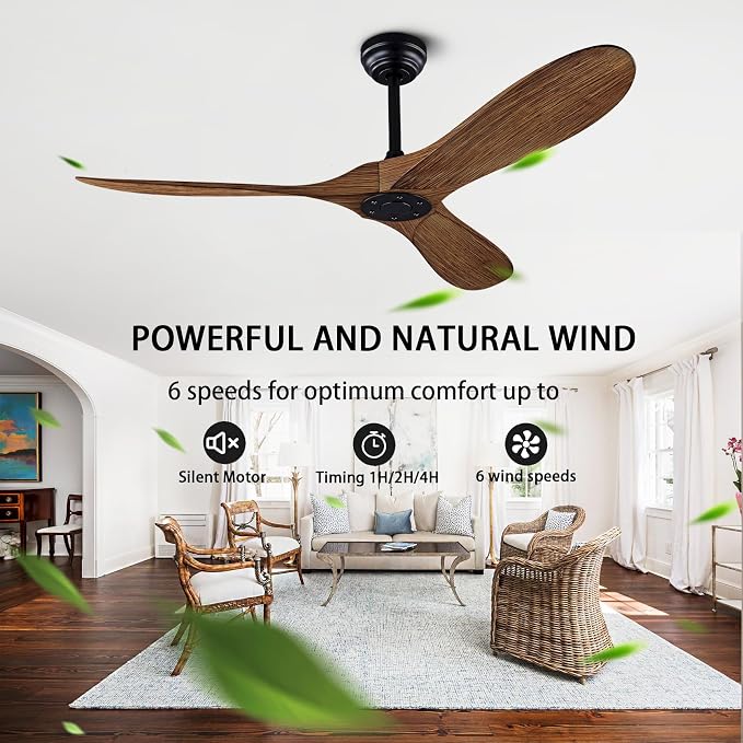 QUTWOB 52" Ceiling Fan with Remote Control No Lights, Modern Reversible DC - Image 6
