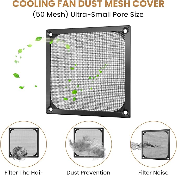 4 Pcs Computer Fan Filter Grills, 120mm Aluminum Frame Stainless Steel Mesh - Image 4