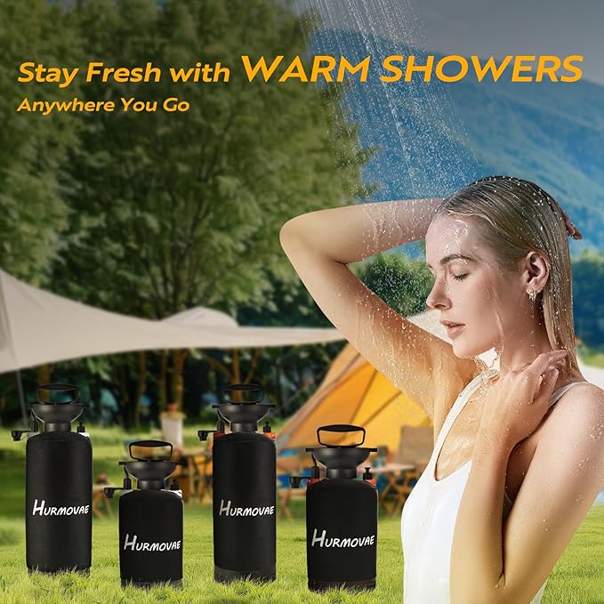 1.3 Gallon/5L Portable Shower–10 Spray Modes, Nylon Insulated Sleeve & No Electric Needed, Beach Shower for Surfing, Travel & Hiking, Portable Water Sprayer, White