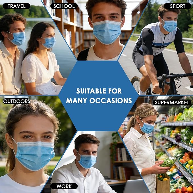 NNPCBT 5 Color Disposable Face Masks 100 Pack, 3-Ply Breathable Mask - Image 6
