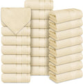 Casa Lino Face Towels & Body Wash Cloths for Showering - 100% Cotton Wash Cloths for Bathroom - Highly Absorbent & Quick Drying Washcloth Set - Cotton Washcloths 24 Pack (12" x 12") - (Linen Brown)