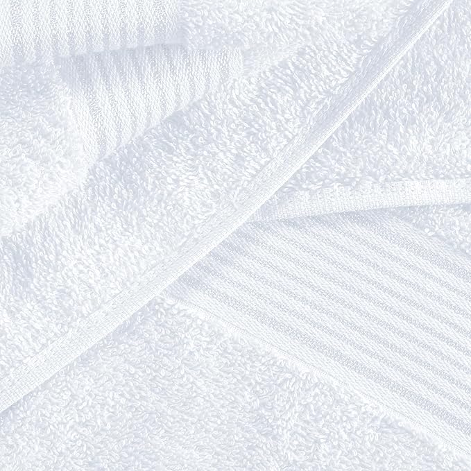 Belizzi Home Ultra Soft 3 Pack Cotton Towel Set, Contains a Bath Towel 28x55 inch, a Hand Towel 16x24 inch & a Wash Coth 12x12 inch, Ideal Everyday use, Compact & Lightweight - White