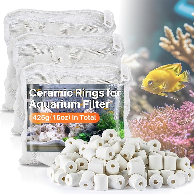 Sukh 3 Bags Ceramic Rings for Aquarium Filter - 425g Bio Ceramic Media Balls by Sukh