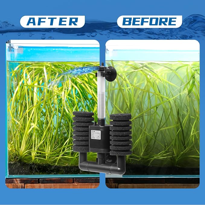 Aquarium Sponge Filter 5-20 Gallon Fish Tank Filter, Electric Power Double - Image 5