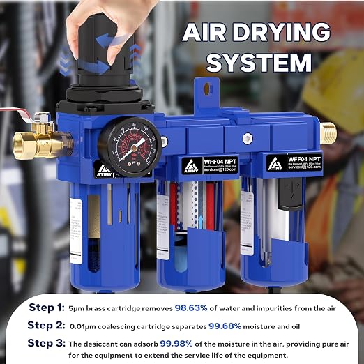 1/2 Inch NPT Three Stage Air Drying System, air Pressure Regulator - Image 5