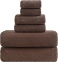 YTYC 29x59 Inch Extra Large Bath Towels Set of 6 Quick Dry Super Soft Microfiber Towels for Bathroom 80% Polyester (Brown,6 Piece)