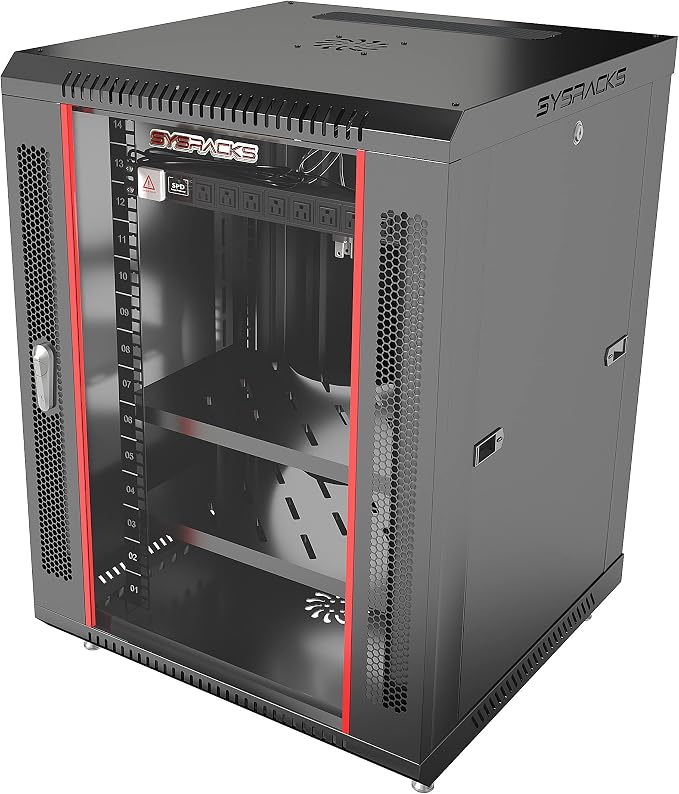 Sysracks 15U Wall Mount Server Rack Cabinet, 19” Locking Network Rack, 24” Deep by SYSRACKS