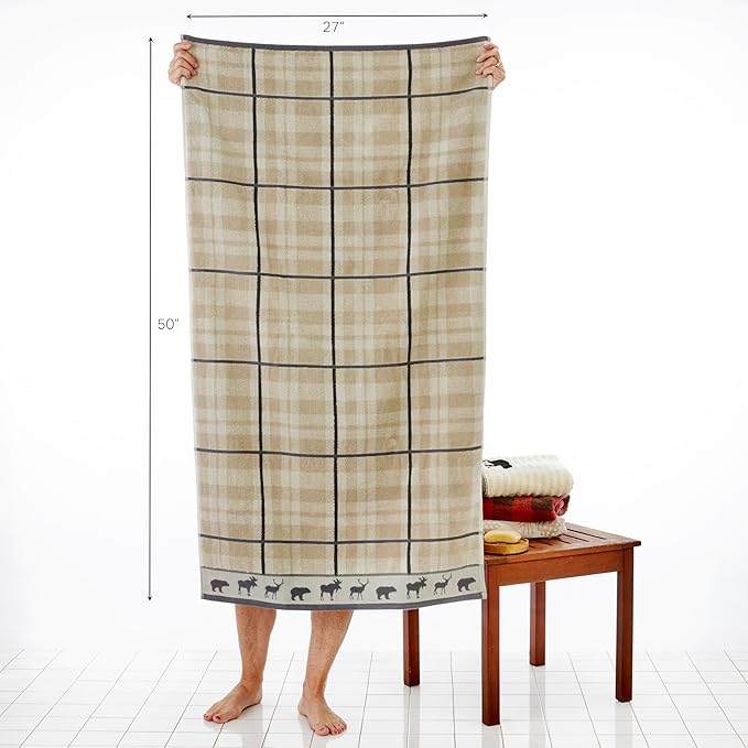SKL Home Yellowstone Grand Teton Bath Towel, Taupe 50.00" x 27.00"