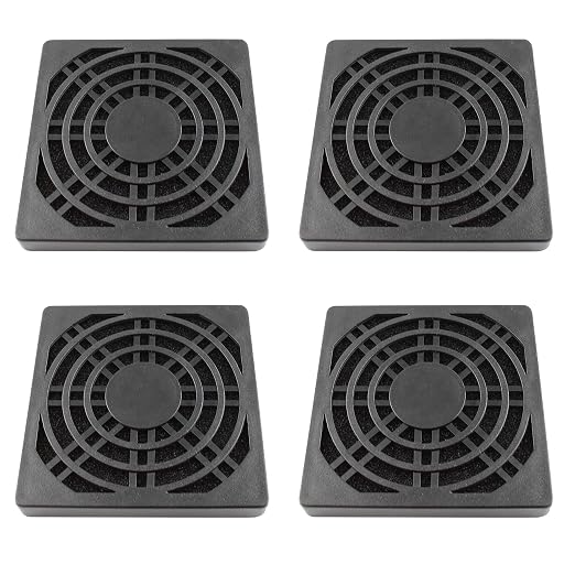 4 Pcs 70mm Black Square Plastic Cooling Fan Filter Cover, Dust Screen by Adyoney