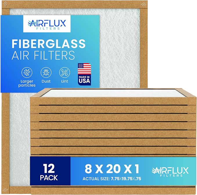 Fiberglass Air Filter -8x20x1Air Filter 12 Pack by Unknown